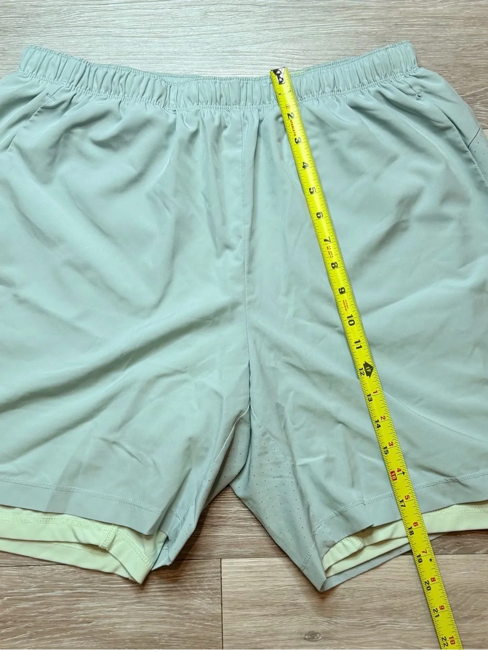 Asics Men's Sage Green Double-Layer Athletic Shorts